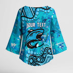 Personalized Cronulla-Sutherland Sharks Kimono Sleeve Blouse Aboriginal Pattern with Graffiti Style Design