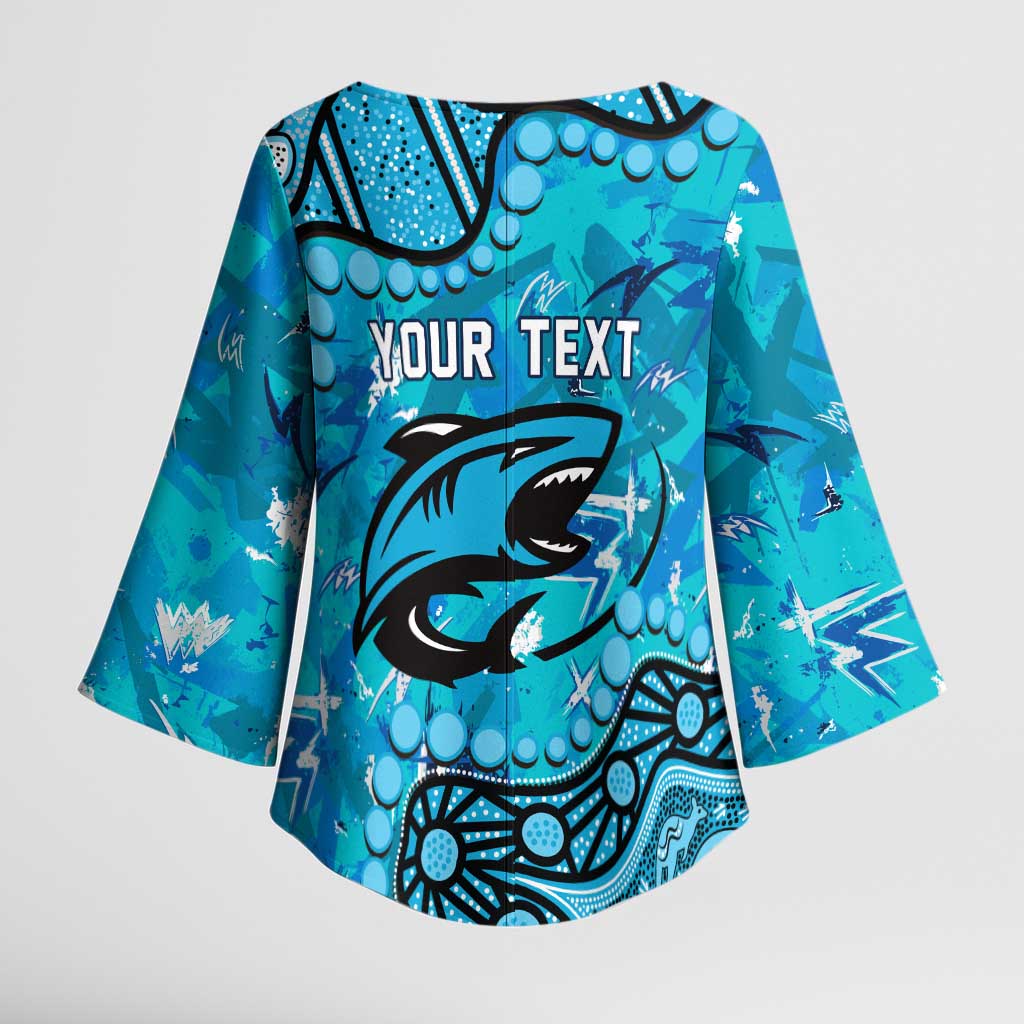 Personalized Cronulla-Sutherland Sharks Kimono Sleeve Blouse Aboriginal Pattern with Graffiti Style Design