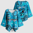 Personalized Cronulla-Sutherland Sharks Kimono Sleeve Blouse Aboriginal Pattern with Graffiti Style Design