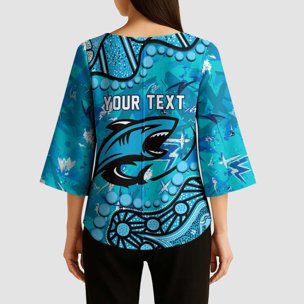 Personalized Cronulla-Sutherland Sharks Kimono Sleeve Blouse Aboriginal Pattern with Graffiti Style Design