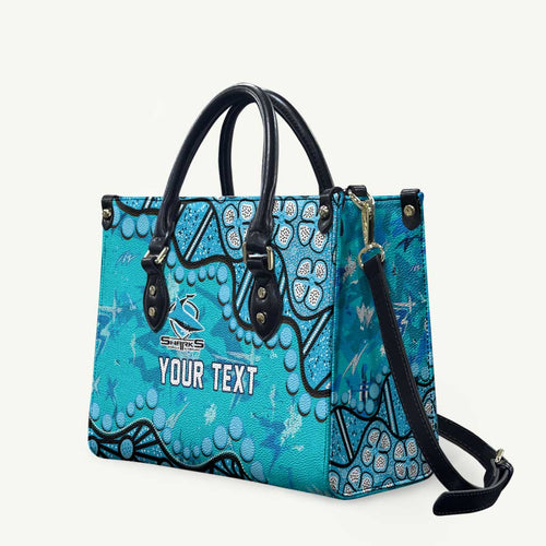 Personalized Cronulla-Sutherland Sharks Leather Bag Aboriginal Pattern with Graffiti Style Design