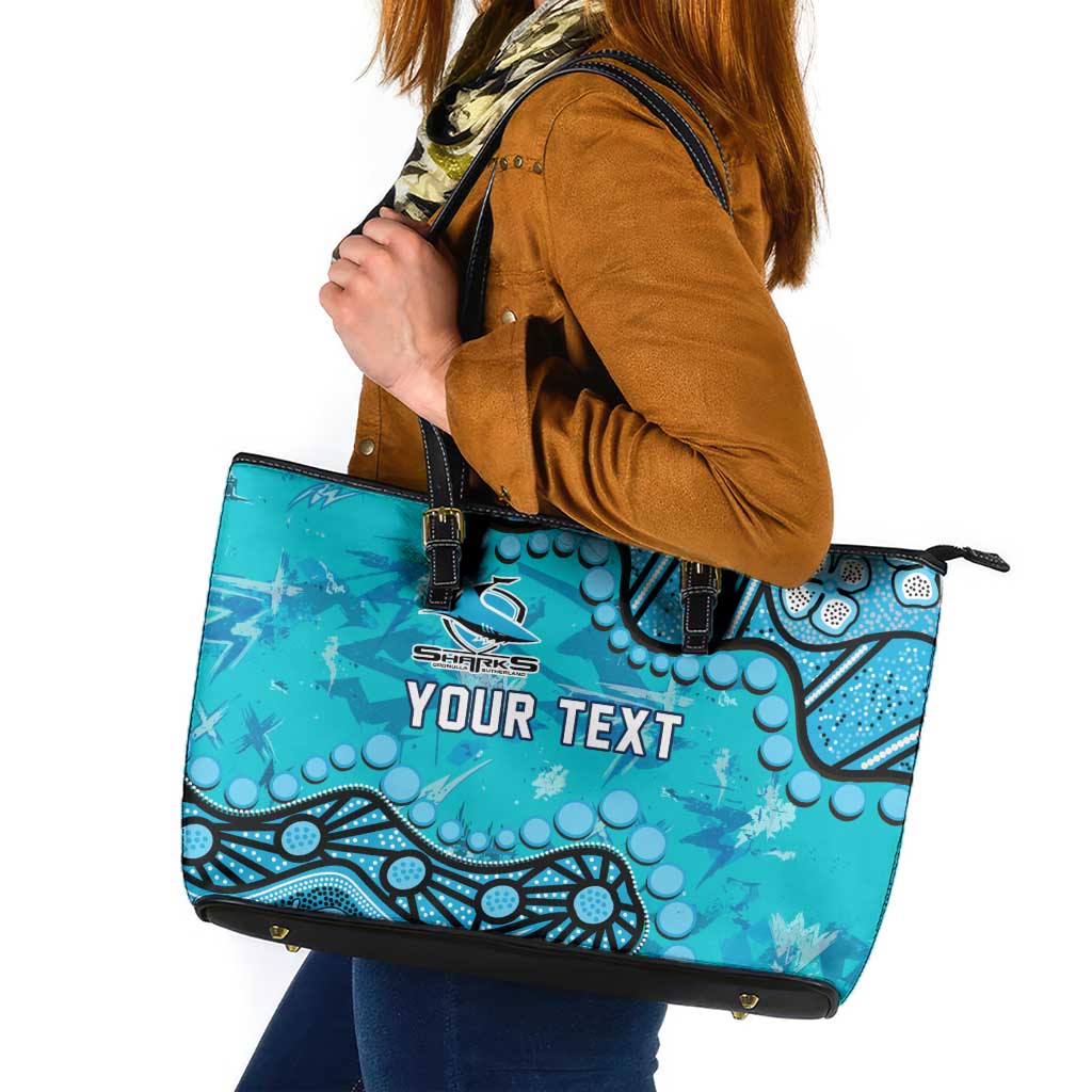 Personalized Cronulla-Sutherland Sharks Leather Tote Bag Aboriginal Pattern with Graffiti Style Design