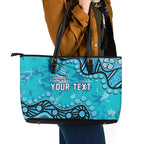 Personalized Cronulla-Sutherland Sharks Leather Tote Bag Aboriginal Pattern with Graffiti Style Design