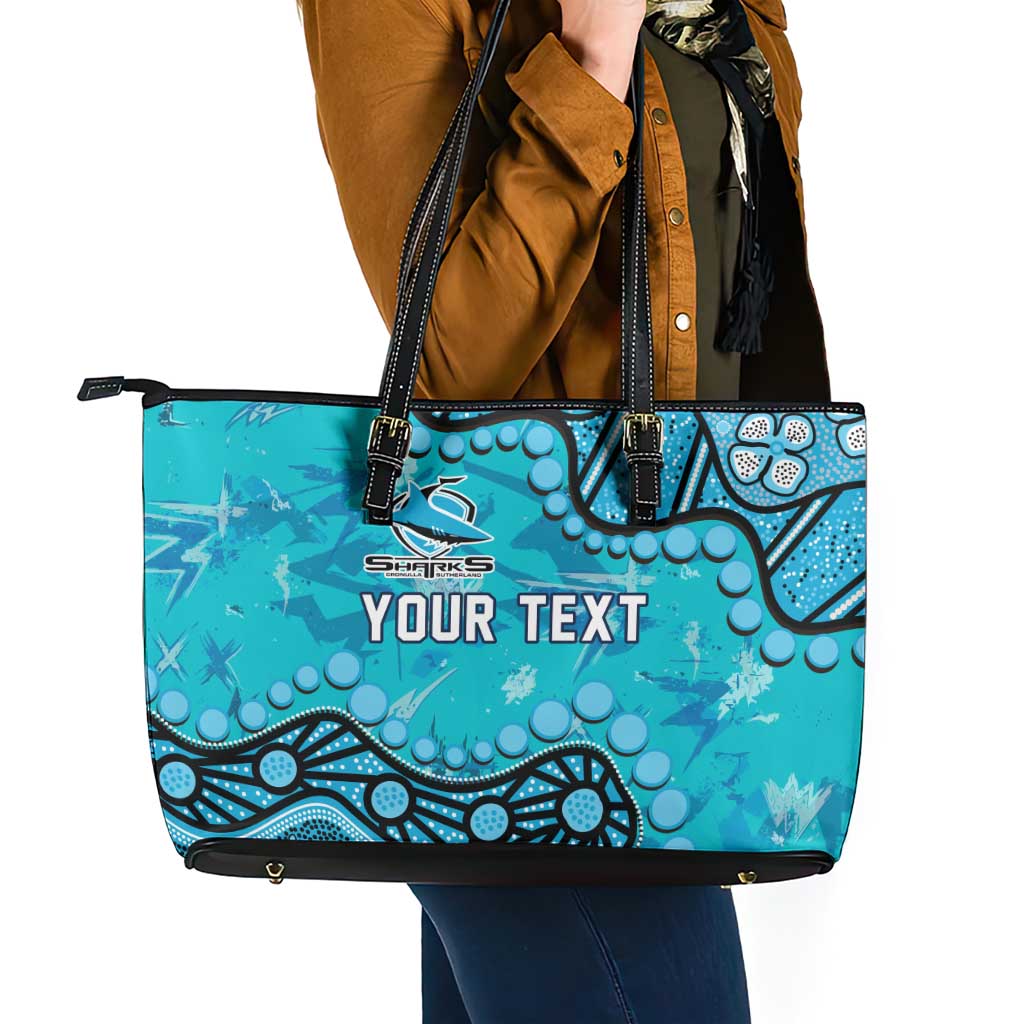 Personalized Cronulla-Sutherland Sharks Leather Tote Bag Aboriginal Pattern with Graffiti Style Design