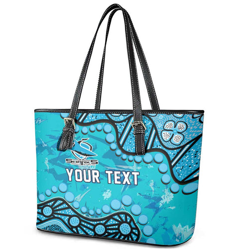 Personalized Cronulla-Sutherland Sharks Leather Tote Bag Aboriginal Pattern with Graffiti Style Design
