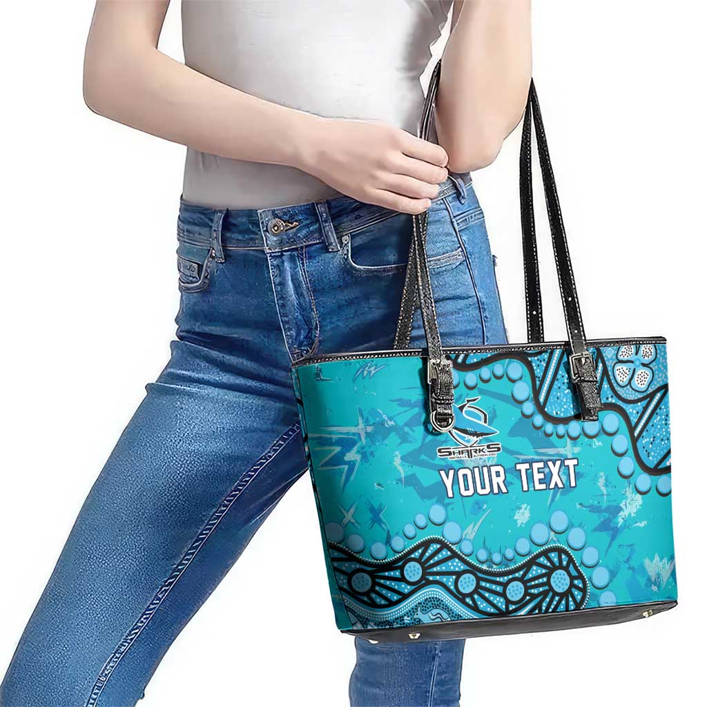 Personalized Cronulla-Sutherland Sharks Leather Tote Bag Aboriginal Pattern with Graffiti Style Design