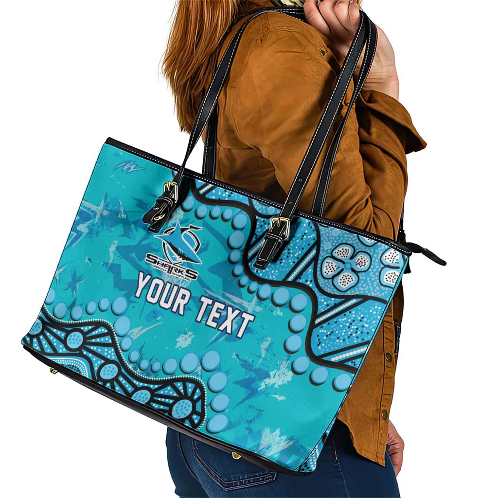 Personalized Cronulla-Sutherland Sharks Leather Tote Bag Aboriginal Pattern with Graffiti Style Design