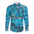 Personalized Cronulla-Sutherland Sharks Long Sleeve Button Shirt Aboriginal Pattern with Graffiti Style Design