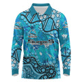 Personalized Cronulla-Sutherland Sharks Long Sleeve Polo Shirt Aboriginal Pattern with Graffiti Style Design