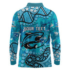 Personalized Cronulla-Sutherland Sharks Long Sleeve Polo Shirt Aboriginal Pattern with Graffiti Style Design