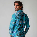 Personalized Cronulla-Sutherland Sharks Long Sleeve Polo Shirt Aboriginal Pattern with Graffiti Style Design