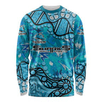 Personalized Cronulla-Sutherland Sharks Long Sleeve Shirt Aboriginal Pattern with Graffiti Style Design