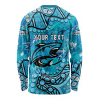 Personalized Cronulla-Sutherland Sharks Long Sleeve Shirt Aboriginal Pattern with Graffiti Style Design