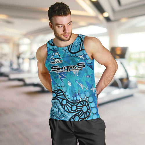 Personalized Cronulla-Sutherland Sharks Men Tank Top Aboriginal Pattern with Graffiti Style Design