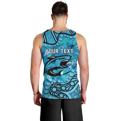 Personalized Cronulla-Sutherland Sharks Men Tank Top Aboriginal Pattern with Graffiti Style Design