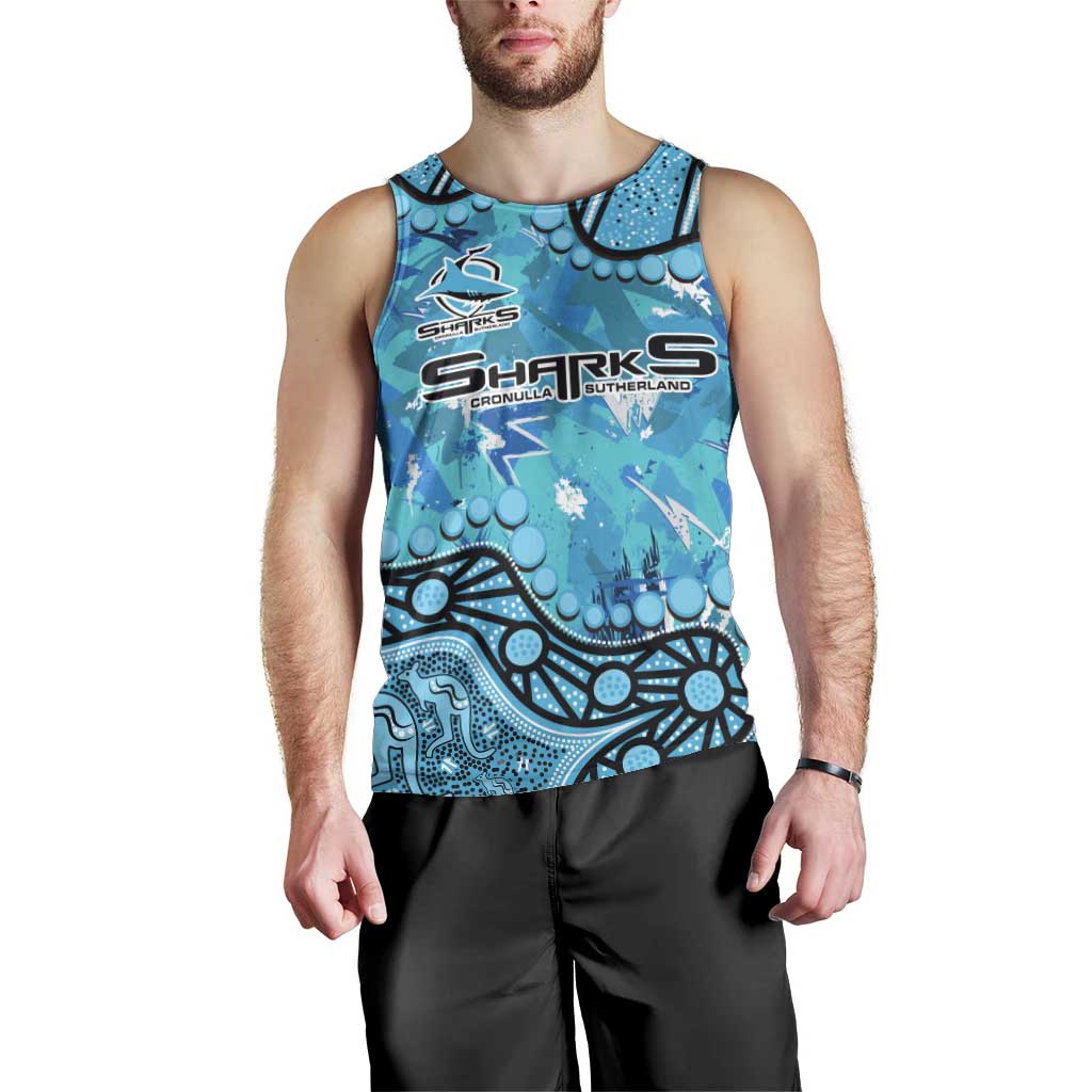 Personalized Cronulla-Sutherland Sharks Men Tank Top Aboriginal Pattern with Graffiti Style Design