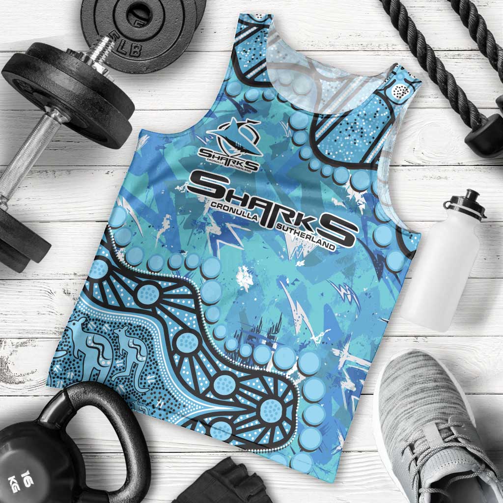 Personalized Cronulla-Sutherland Sharks Men Tank Top Aboriginal Pattern with Graffiti Style Design