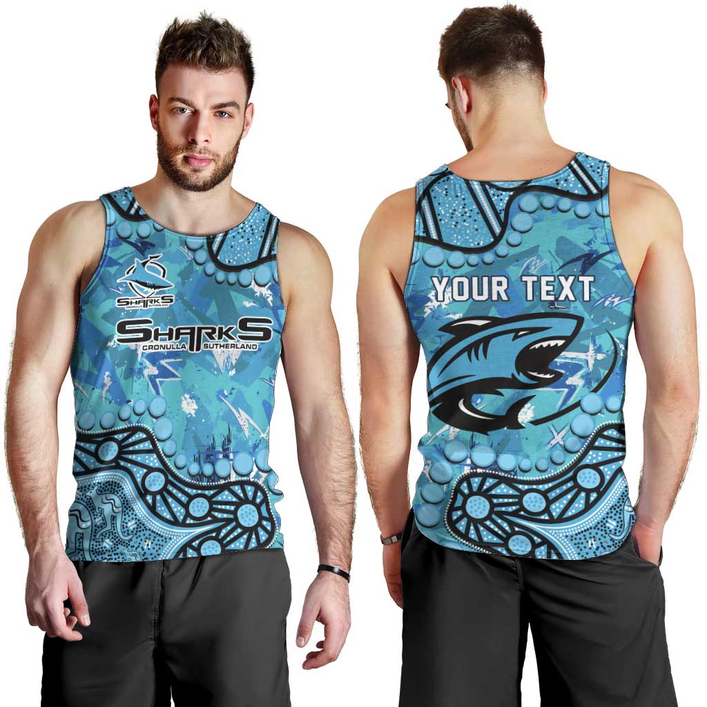 Personalized Cronulla-Sutherland Sharks Men Tank Top Aboriginal Pattern with Graffiti Style Design