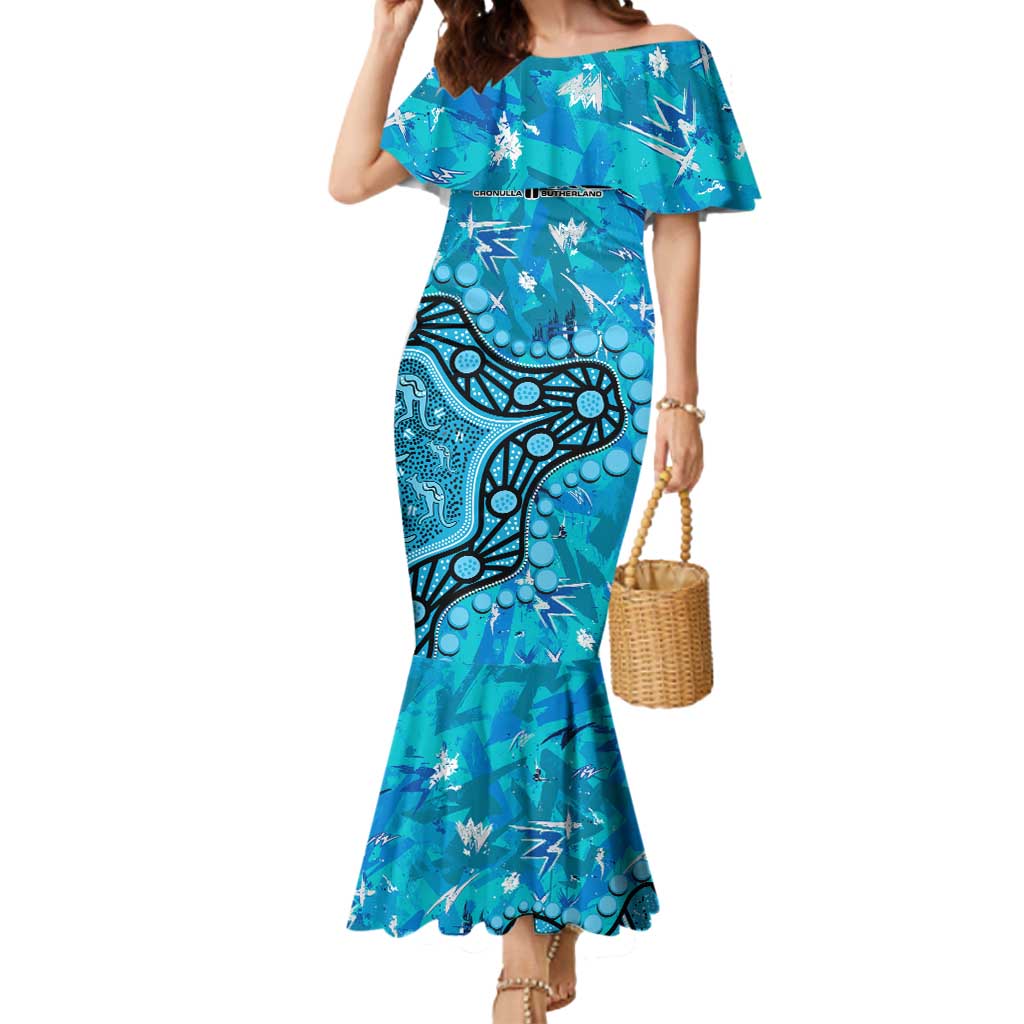 Personalized Cronulla-Sutherland Sharks Mermaid Dress Aboriginal Pattern with Graffiti Style Design