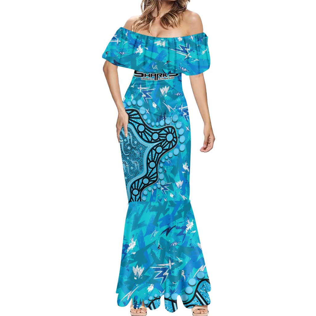 Personalized Cronulla-Sutherland Sharks Mermaid Dress Aboriginal Pattern with Graffiti Style Design
