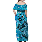 Personalized Cronulla-Sutherland Sharks Off Shoulder Maxi Dress Aboriginal Pattern with Graffiti Style Design
