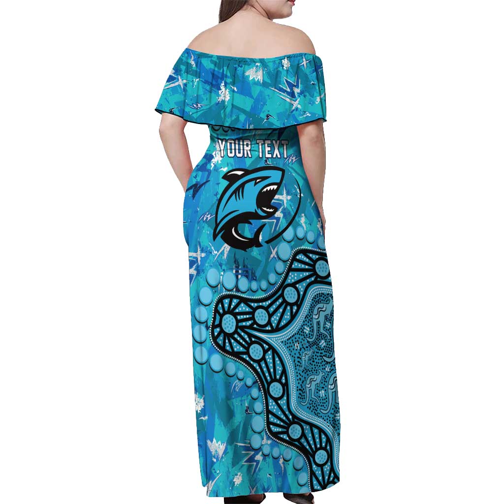 Personalized Cronulla-Sutherland Sharks Off Shoulder Maxi Dress Aboriginal Pattern with Graffiti Style Design