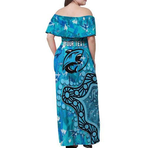 Personalized Cronulla-Sutherland Sharks Off Shoulder Maxi Dress Aboriginal Pattern with Graffiti Style Design