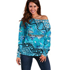 Personalized Cronulla-Sutherland Sharks Off Shoulder Sweater Aboriginal Pattern with Graffiti Style Design