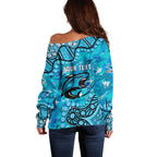 Personalized Cronulla-Sutherland Sharks Off Shoulder Sweater Aboriginal Pattern with Graffiti Style Design