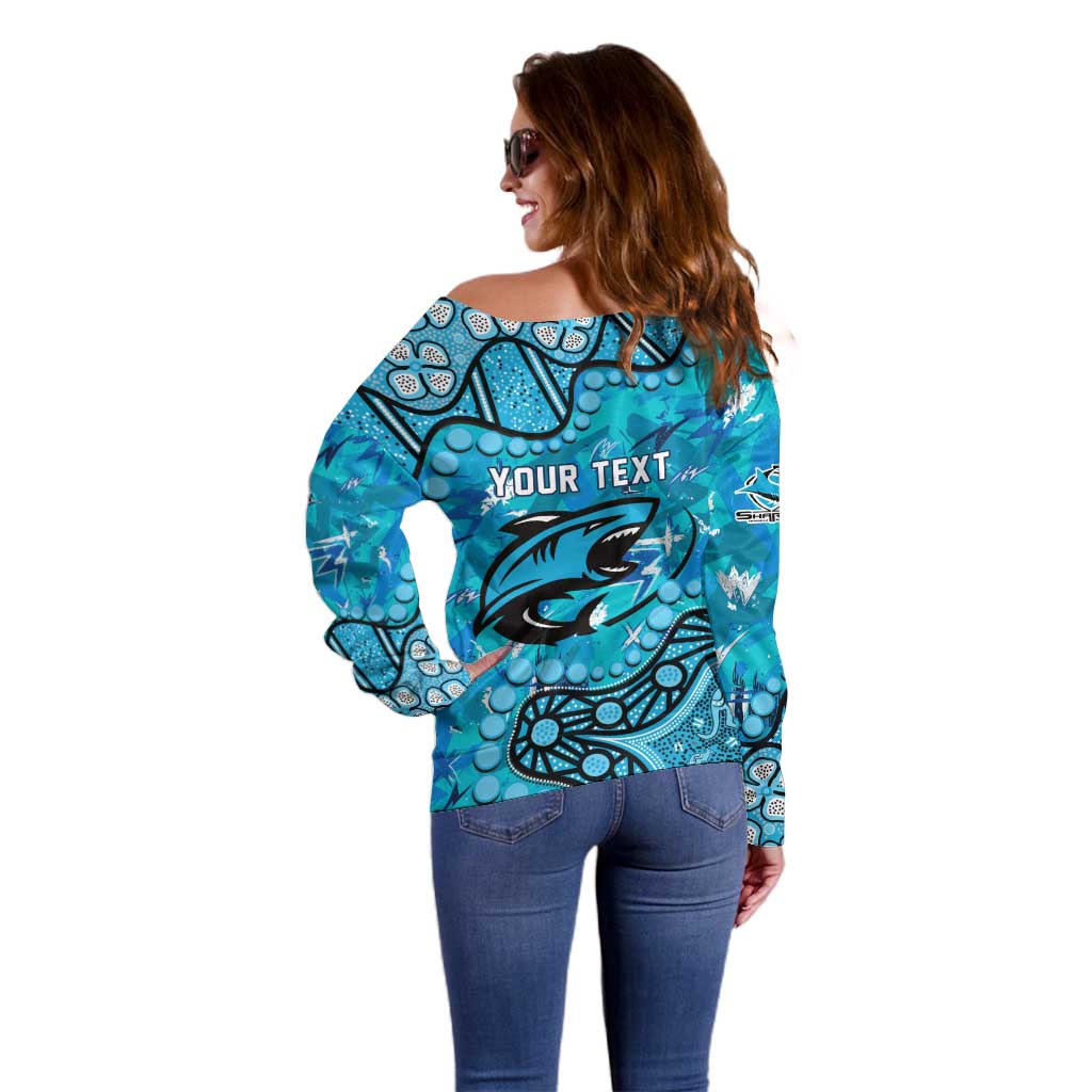 Personalized Cronulla-Sutherland Sharks Off Shoulder Sweater Aboriginal Pattern with Graffiti Style Design
