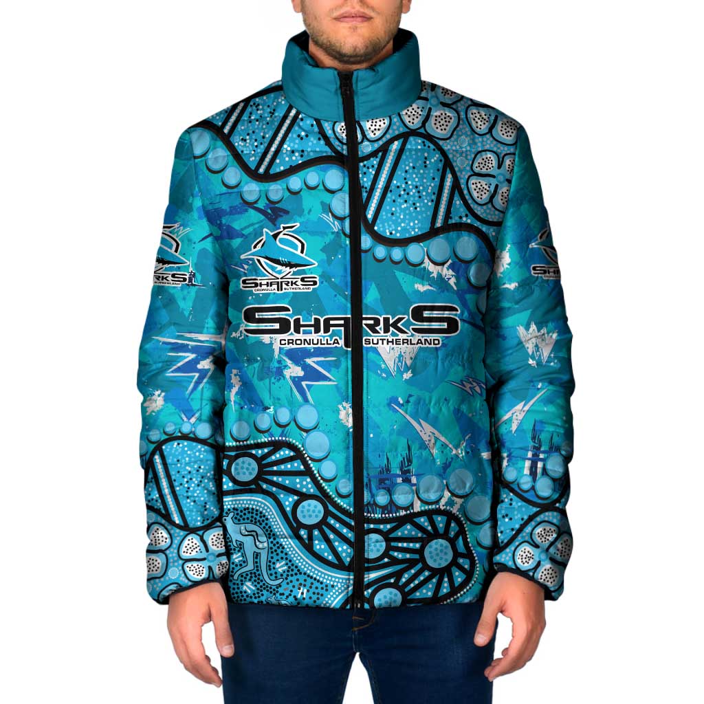 Personalized Cronulla-Sutherland Sharks Padded Jacket Aboriginal Pattern with Graffiti Style Design