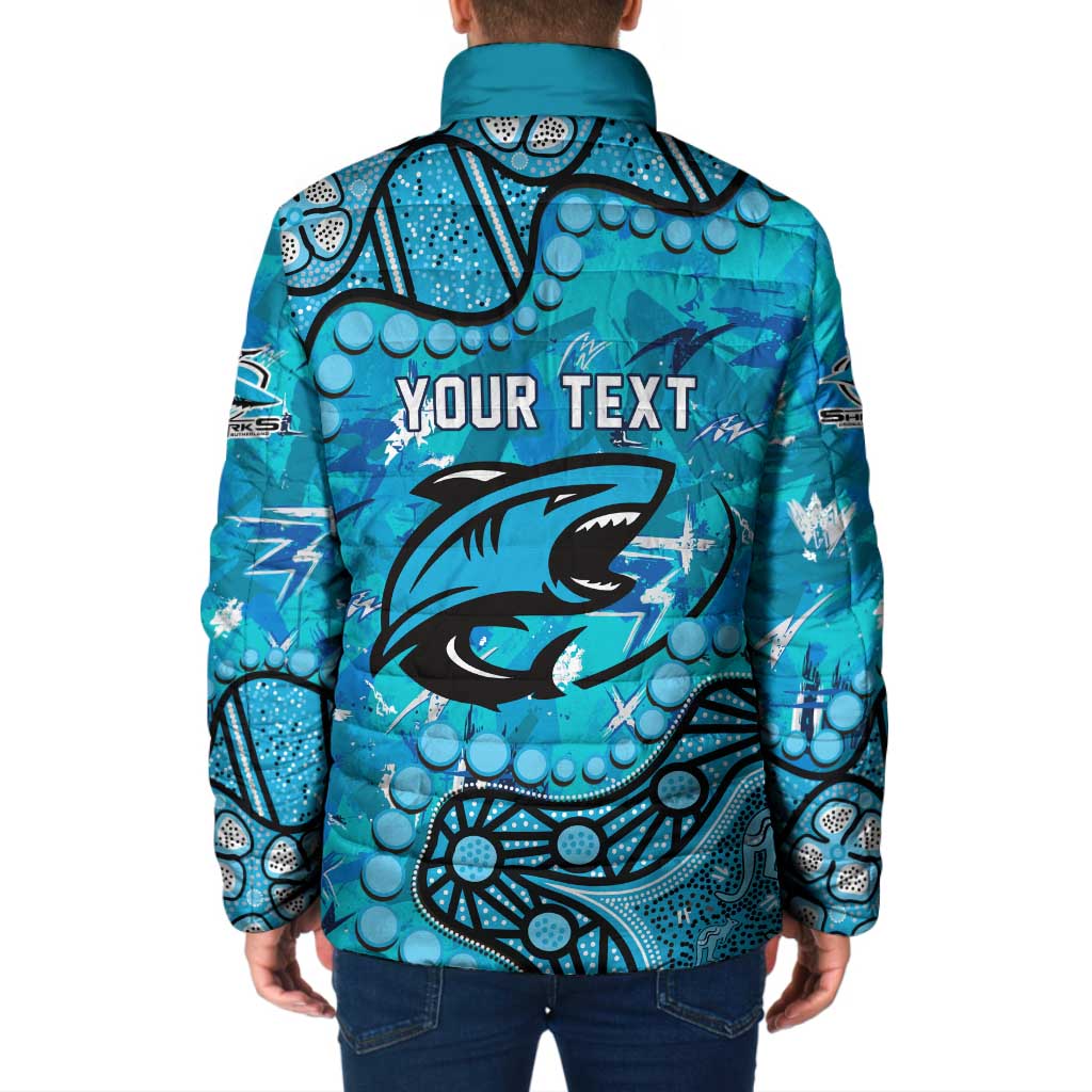 Personalized Cronulla-Sutherland Sharks Padded Jacket Aboriginal Pattern with Graffiti Style Design