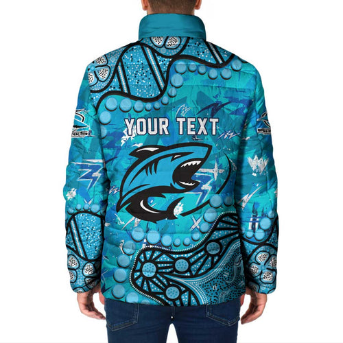 Personalized Cronulla-Sutherland Sharks Padded Jacket Aboriginal Pattern with Graffiti Style Design
