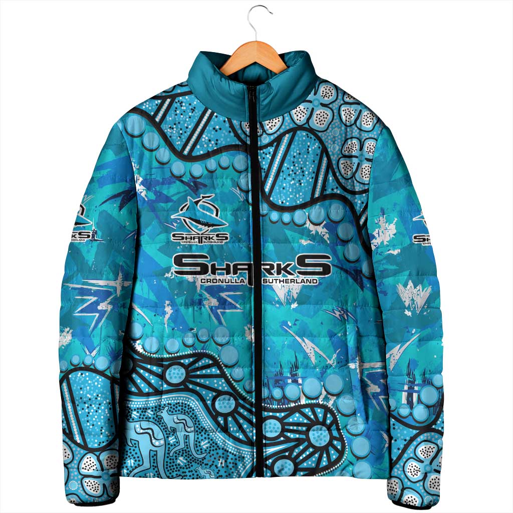 Personalized Cronulla-Sutherland Sharks Padded Jacket Aboriginal Pattern with Graffiti Style Design