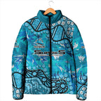 Personalized Cronulla-Sutherland Sharks Padded Jacket Aboriginal Pattern with Graffiti Style Design