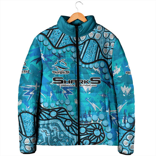 Personalized Cronulla-Sutherland Sharks Padded Jacket Aboriginal Pattern with Graffiti Style Design