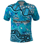 Personalized Cronulla-Sutherland Sharks Polo Shirt Aboriginal Pattern with Graffiti Style Design