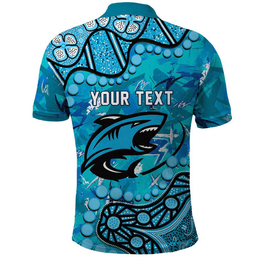 Personalized Cronulla-Sutherland Sharks Polo Shirt Aboriginal Pattern with Graffiti Style Design