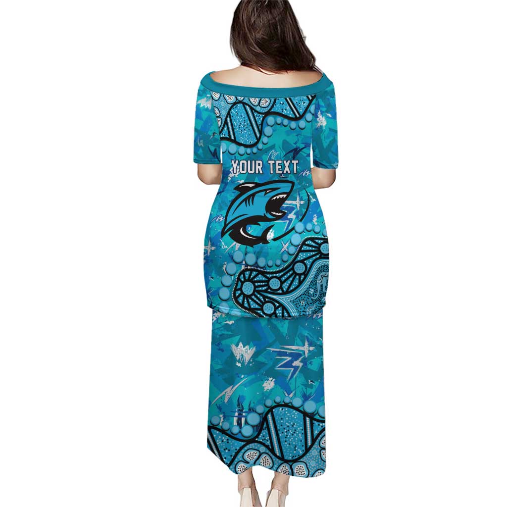 Personalized Cronulla-Sutherland Sharks Puletasi Aboriginal Pattern with Graffiti Style Design