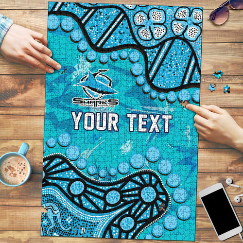 Personalized Cronulla-Sutherland Sharks Puzzle Aboriginal Pattern with Graffiti Style Design