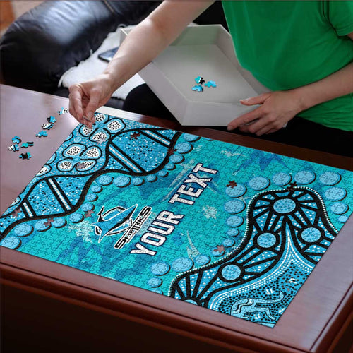 Personalized Cronulla-Sutherland Sharks Puzzle Aboriginal Pattern with Graffiti Style Design