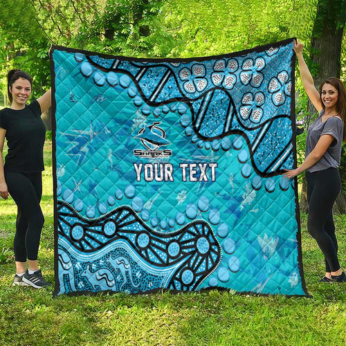 Personalized Cronulla-Sutherland Sharks Quilt Aboriginal Pattern with Graffiti Style Design