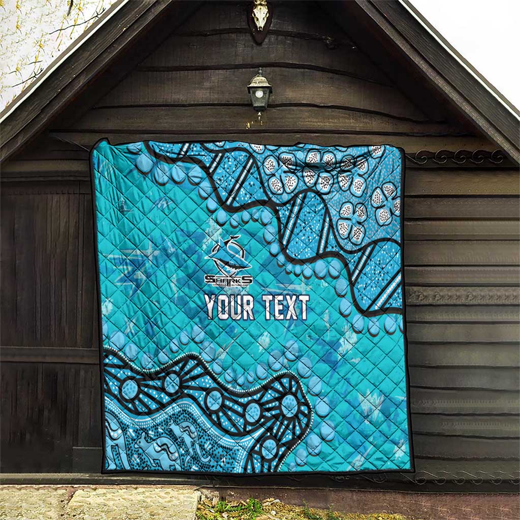 Personalized Cronulla-Sutherland Sharks Quilt Aboriginal Pattern with Graffiti Style Design