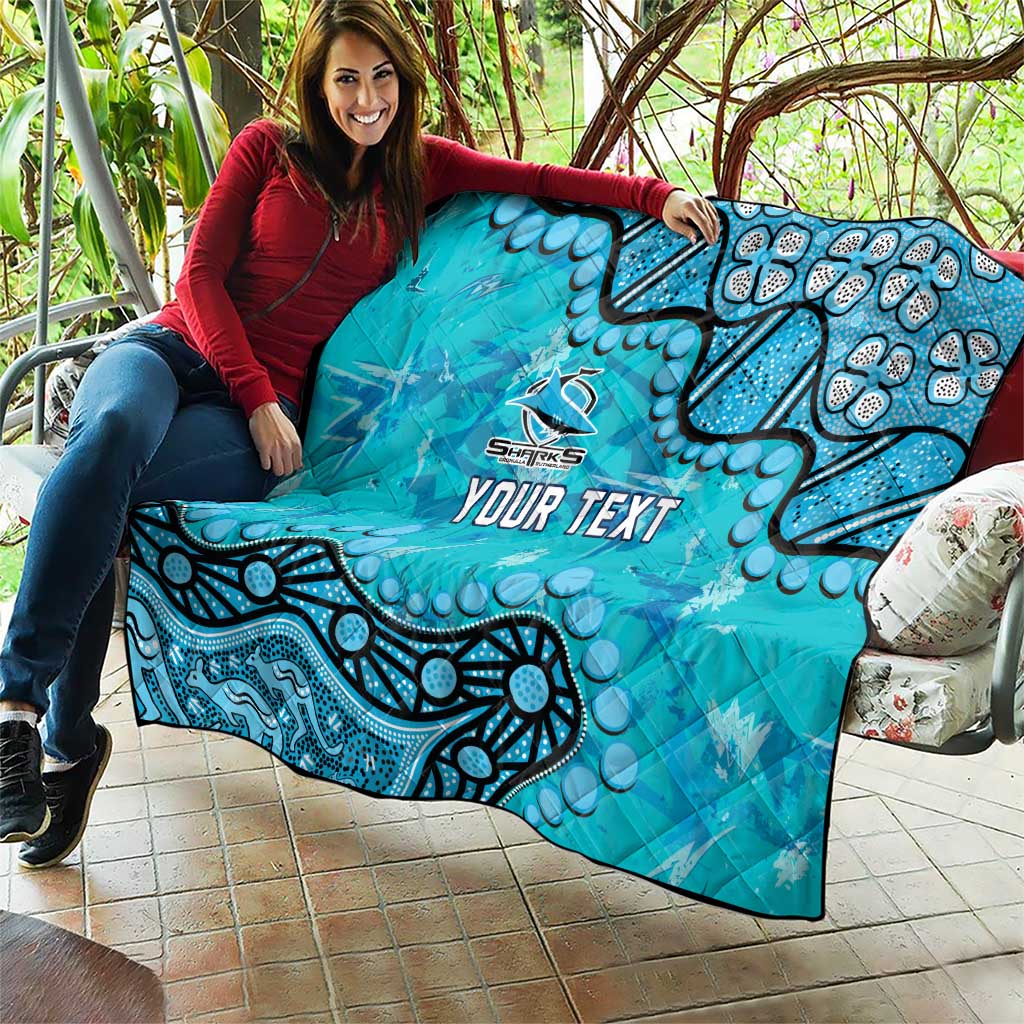 Personalized Cronulla-Sutherland Sharks Quilt Aboriginal Pattern with Graffiti Style Design