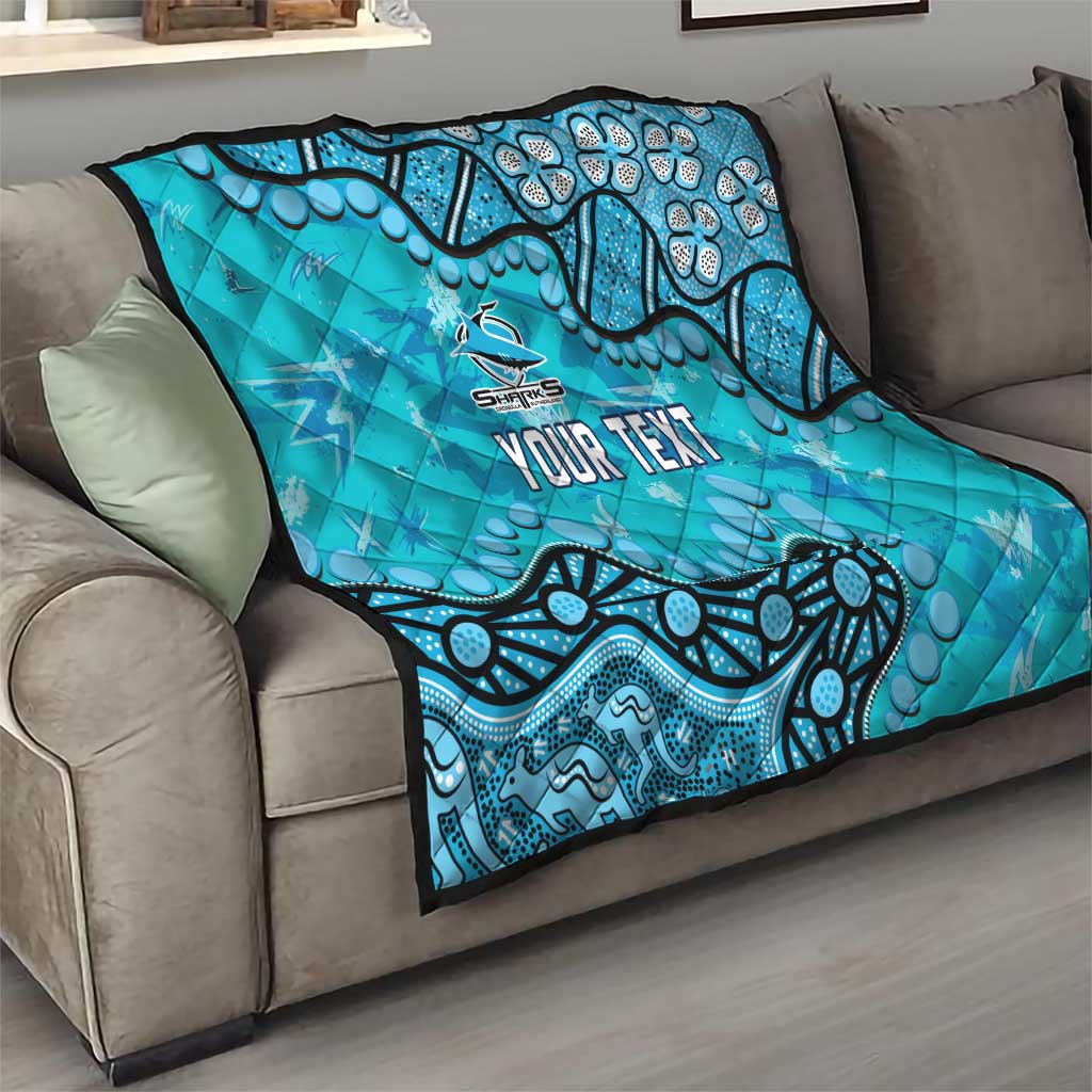 Personalized Cronulla-Sutherland Sharks Quilt Aboriginal Pattern with Graffiti Style Design