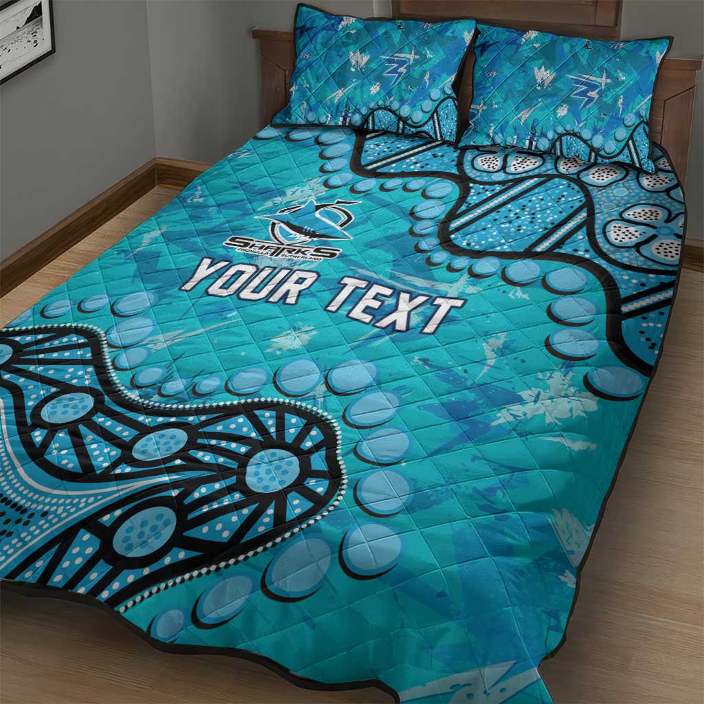 Personalized Cronulla-Sutherland Sharks Quilt Bed Set Aboriginal Pattern with Graffiti Style Design