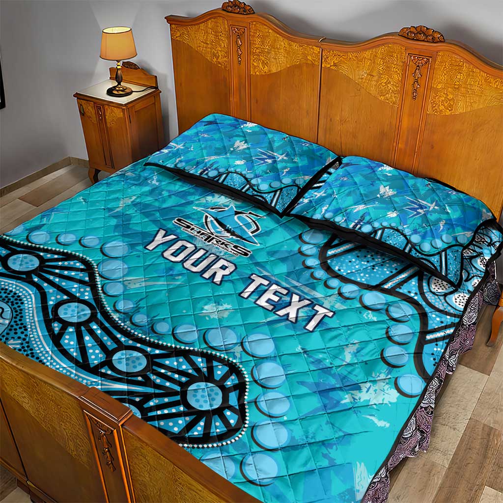 Personalized Cronulla-Sutherland Sharks Quilt Bed Set Aboriginal Pattern with Graffiti Style Design