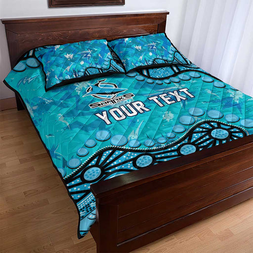 Personalized Cronulla-Sutherland Sharks Quilt Bed Set Aboriginal Pattern with Graffiti Style Design