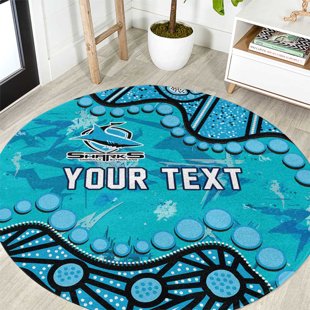 Personalized Cronulla-Sutherland Sharks Round Carpet Aboriginal Pattern with Graffiti Style Design