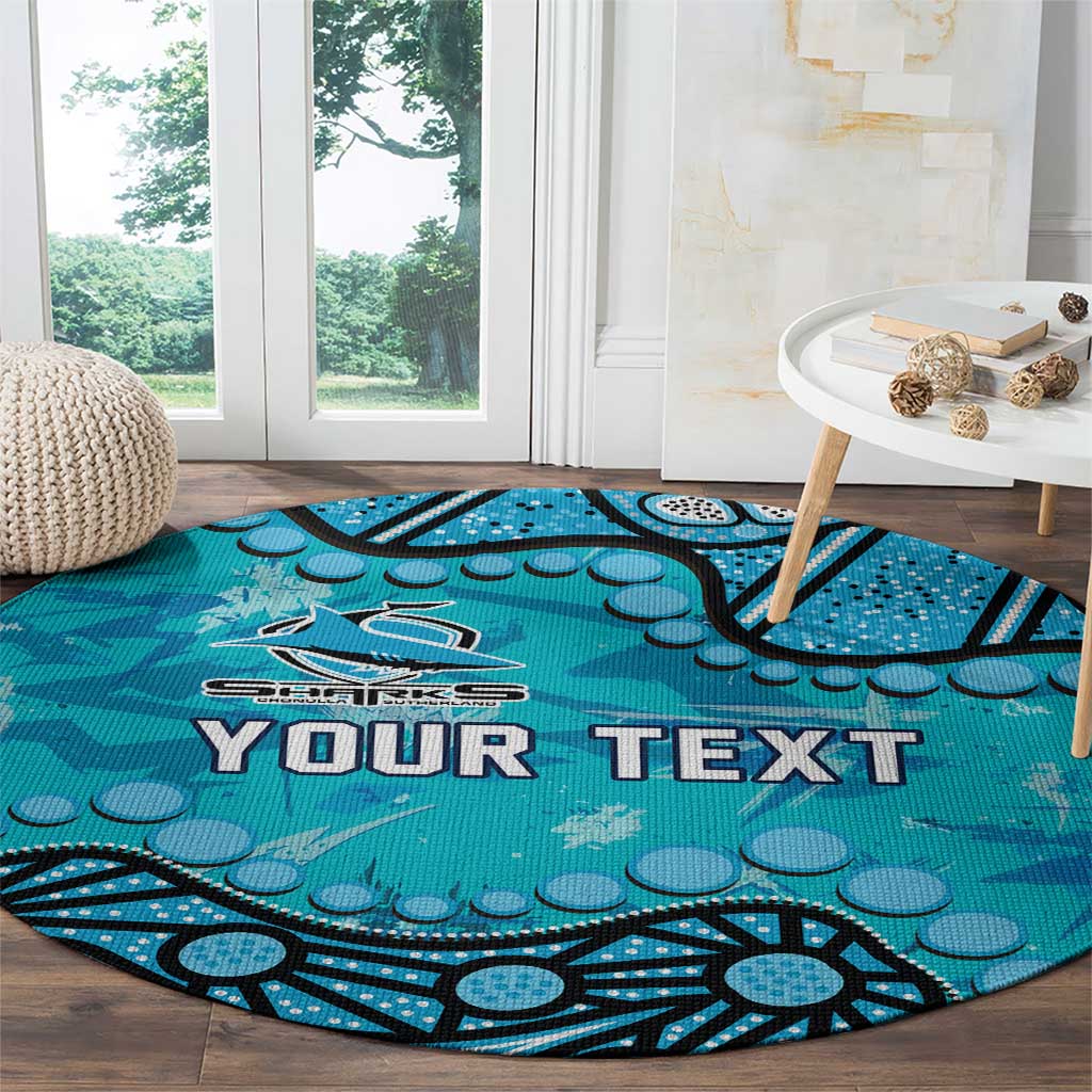 Personalized Cronulla-Sutherland Sharks Round Carpet Aboriginal Pattern with Graffiti Style Design